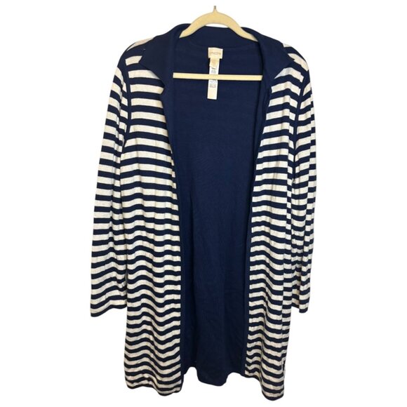 Chico's Sweater Women's Size Large Cardigan Open Front Stripes  Chicos 2 - Picture 1 of 4